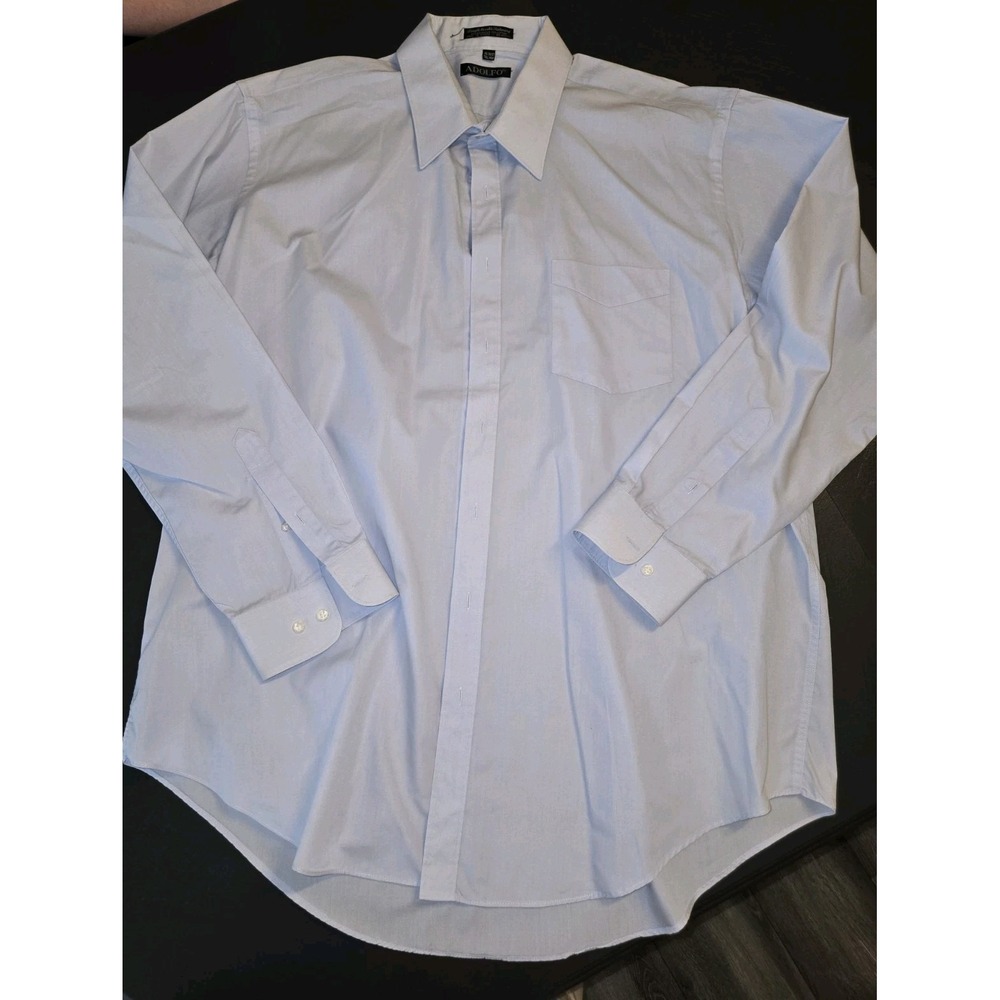 Adolfo Mens‎ Tall Man Dress Shirt Light Blue Long Sleeve Button Down 18.5 36/37